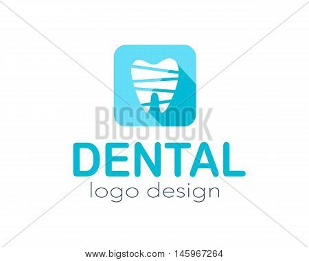 Dental logo design with tooth in blue color, dentist card template