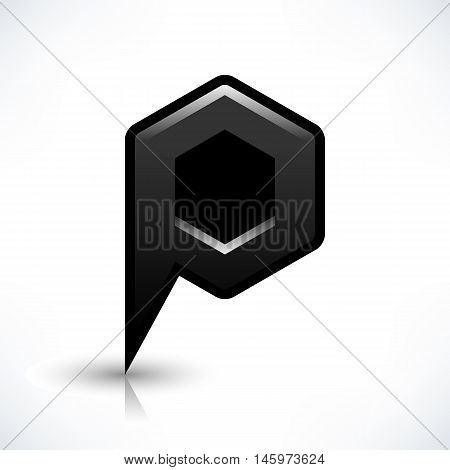 Blank map pin location sign rounded hexagon shape icon with gray shadow and gradient reflection isolated on white background in simple flat style. Web design element save in vector illustration 8 eps