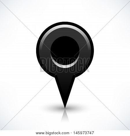 Blank map pin location sign circle shape icon with gray shadow and gradient reflection isolated on white background in simple flat style. Web design element save in vector illustration 8 eps