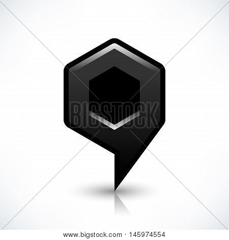 Blank map pin location sign rounded hexagon shape icon with gray shadow and gradient reflection isolated on white background in simple flat style. Web design element save in vector illustration 8 eps