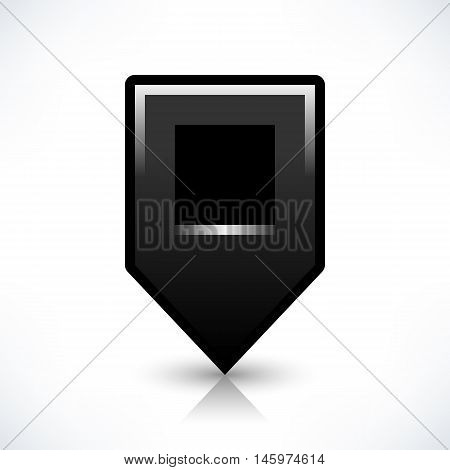 Blank map pin location sign rounded square shape icon with gray shadow and gradient reflection isolated on white background in simple flat style. Web design element save in vector illustration 8 eps