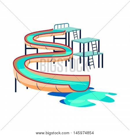 Waterslide in pool icon in cartoon style isolated on white background. Swimming symbol vector illustration