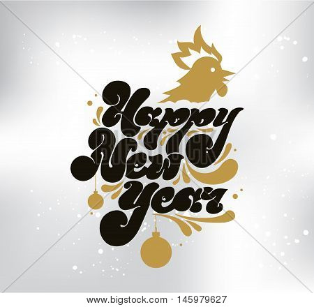Happy New Year 2017 text design. Vector logo, typograpy. Usable as banner, greeting card, gift package etc.