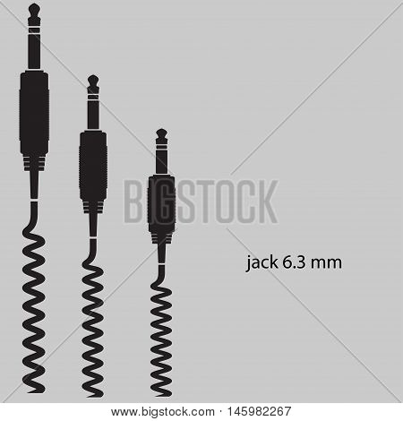 jack a cable on a gray background. Vector illustration