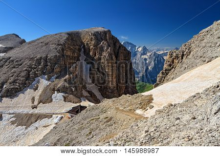 Dolomiti - Sass pordoi pass in Sella group Trentino Italy