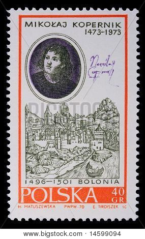 Puola - noin 1970: Leima - Nikolaus Kopernikus