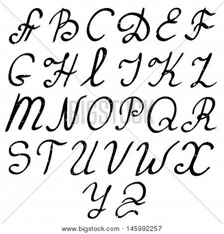 Vector hand drawn alphabet. Black and white illustration