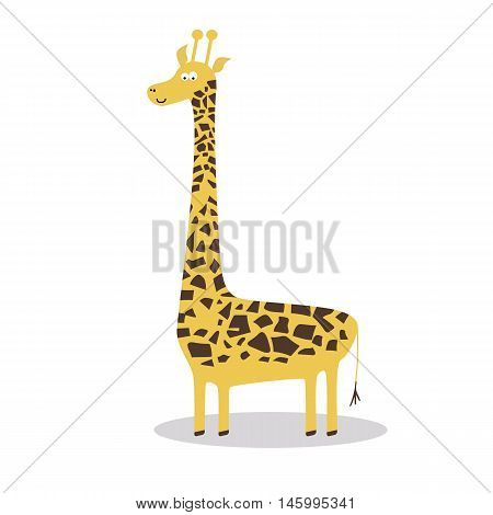Happy cartoon giraffe isolated on white background. Vector illustration