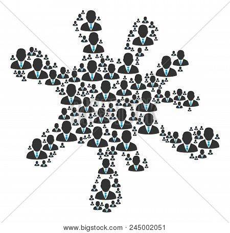 Splash Shape Made From Boss Items In Various Sizes. Abstract Vector Splat Illustration. Boss Icons A