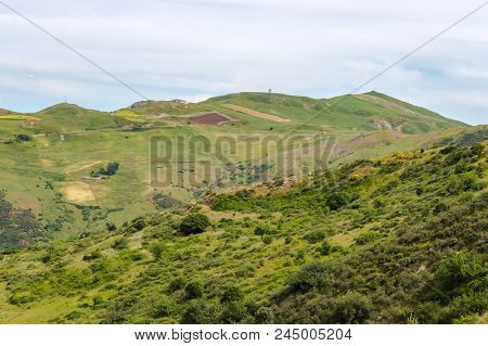 View Of The Countryside, Fields And Hills In The Region Of Mistretta In Northern Sicily
