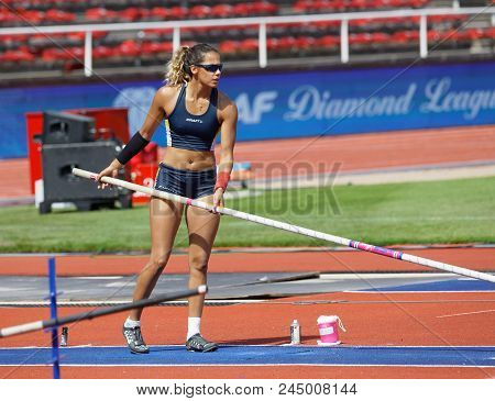 Stockholm, Sweden - Jun 10, 2018: Angelica Bengtsson Prepare Jumping In The Pole Vault Competition I