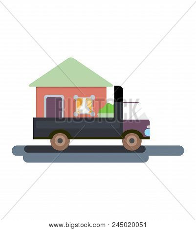 The Truck Transports The House To Another Place