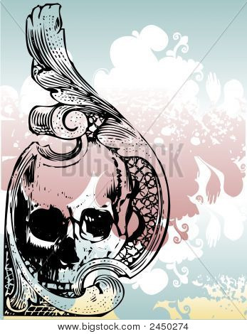 Grunge Geld Skull illustration