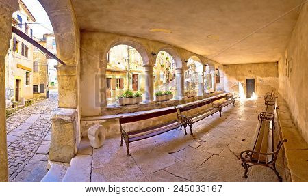 Groznjan Town Lodge And Old Architecture Panoramic View, Istria, Croatia