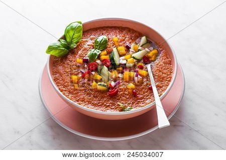 Traditional Spanish Andalusian Tomato Cream Soup - Salmorejo. Sa