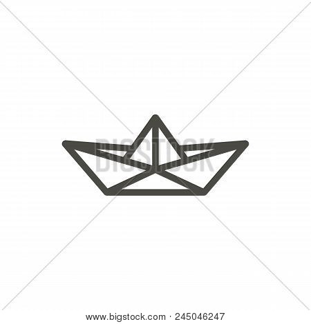 Paper Boat Icon Vector. Line Origamy Symbol Abstract Illustration Eps10. Graphic Background