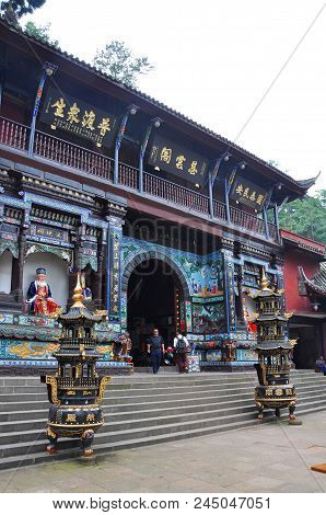 Mount Qingcheng, Sichuan, China - Jun. 21, 2012: Ciyunge Pavilion On Top Of Mount Qingcheng Shan In 