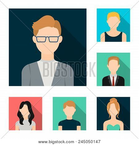 Avatar And Face Flat Icons In Set Collection For Design. A Person's Appearance Vector Symbol Stock W