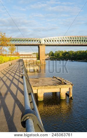 Walkway Along The North Side Of The River Wear, Showing Old Timber Jetties And The Queen Alexandra B