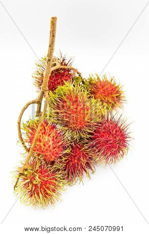 Rambutan, Negrito, Semang, Sweet Thai Fruit . Isolated On White Background