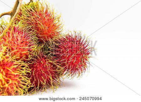 Rambutan, Negrito, Semang, Sweet Thai Fruit . Isolated On White Background