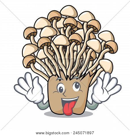Crazy Enoki Mushroom Mascot Cartoon Vector Illustration