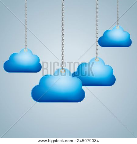 Cloud Computing And Networking Design Concept, The Cloud Symbol Hangs In Mid-air.