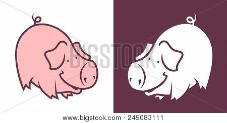 Cute Pig Character. Smiling Bowing Piggy Vector Illustration.