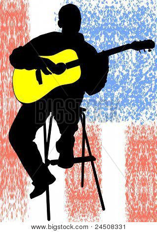 disegno di un uomo con una chitarra acustica