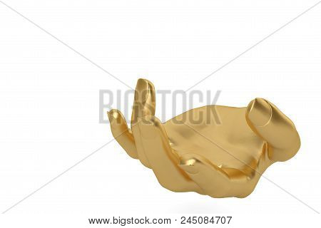 Golden Hands  On A White Background,3D Illustration.