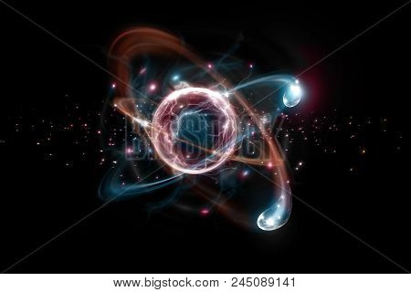 Close Up Of Colorful Atomic Particle Background Science 3d Illustration