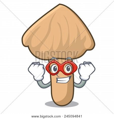 Super Hero Inocybe Mushroom Character Cartoon Vector Illustration