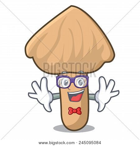 Geek Inocybe Mushroom Character Cartoon Vector Illustration