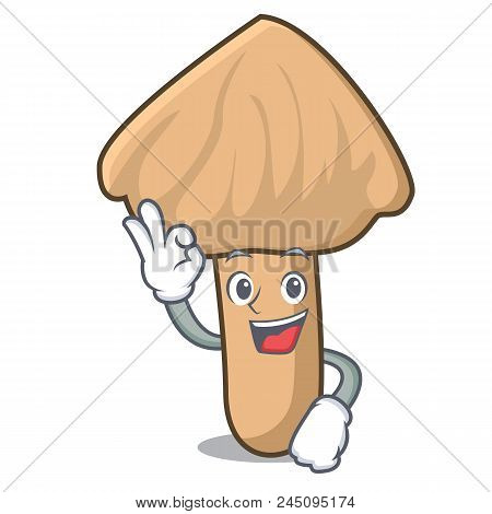Okay Inocybe Mushroom Character Cartoon Vector Illustration