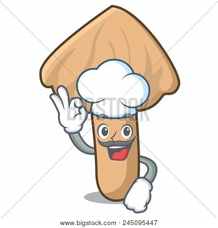 Chef Inocybe Mushroom Character Cartoon Vector Illustration