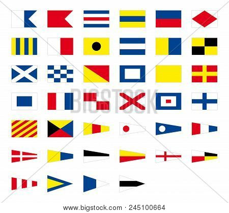 International Maritime Signal Nautical Flags, Isolated On White Background