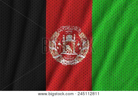 Afghanistan Flag Printed On A Polyester Nylon Sportswear Mesh Fabric With Some Folds