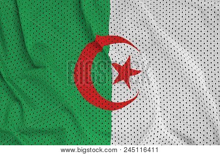 Algeria Flag Printed On A Polyester Nylon Sportswear Mesh Fabric With Some Folds