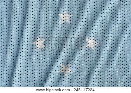 Micronesia Flag Printed On A Polyester Nylon Sportswear Mesh Fabric With Some Folds