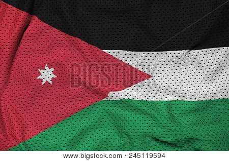 Jordan Flag Printed On A Polyester Nylon Sportswear Mesh Fabric With Some Folds