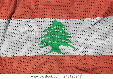 Lebanon Flag Printed On A Polyester Nylon Sportswear Mesh Fabric With Some Folds