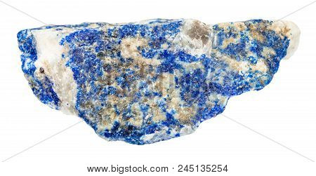 Macro Shooting Of Natural Mineral - Raw Lazurite (lapis Lazuli) Stone Isolated On White Backgroung F