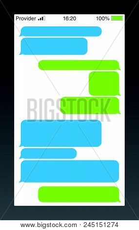 Messenger Short Message Service Bubbles. Text Chat Sms Boxes. Empty Messaging Bubles Template.