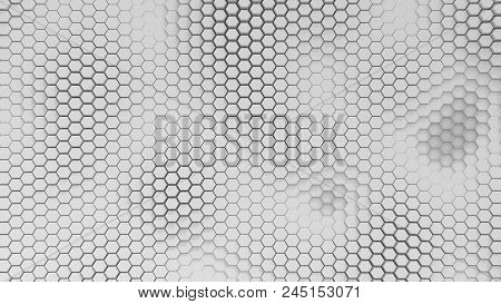 Bw Hexagrid Background With Soft Sea Waves