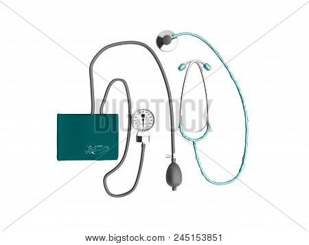 Tonometer And Phonendoscope Medical Instruments For Measuring Blood Pressure And Listening To Intern