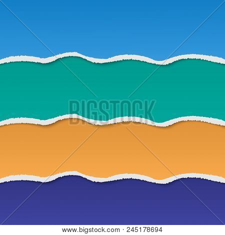Vector Background Template With Torn Paper Effect And Copy Spase. Colorful Paper Banner.