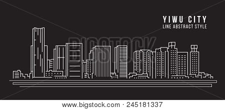 Cityscape Building Line Art Vector Illustration Design - Yiwu City