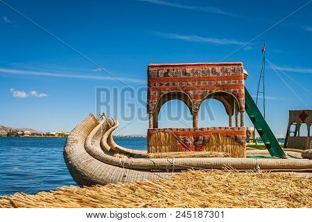 Totora Boat At The Uros Island, Titicaca Lake, Peru