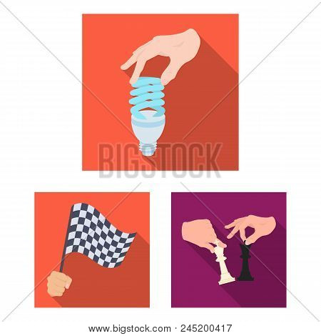 Manipulation By Hands Flat Icons In Set Collection For Design. Hand Movement Vector Symbol Stock  Il