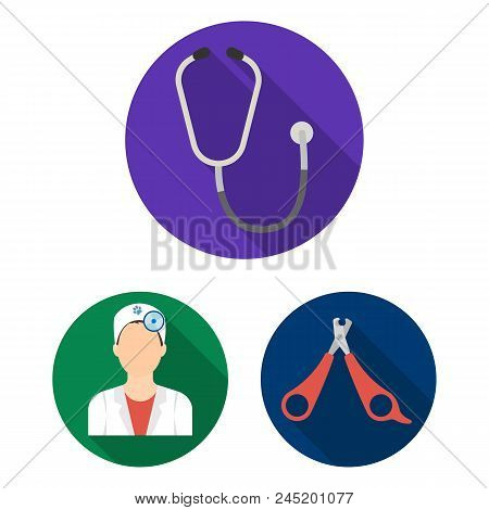 Veterinary Clinic Flat Icons In Set Collection For Design. Treatment Of A Pet Vector Symbol Stock  I